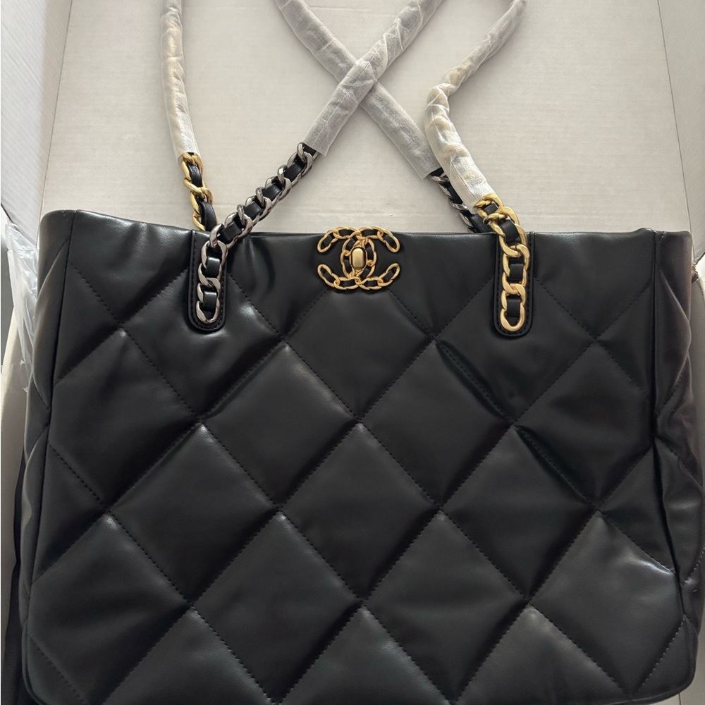 Chanel Black Quilted Shoulder Bag with Gold Accents